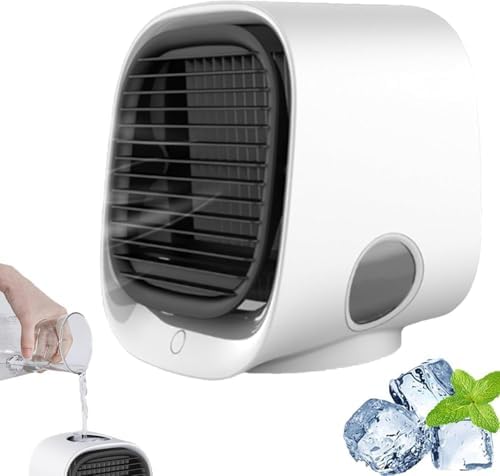 GENERIC Airabreeze Ventilateur De Refroidisseur D'air Portable, Dispositif De Refroidissement De Bureau USB à 3 Vitesses Avec Veilleur LED, Humidificateur Ultra Silencieux Pour Le Bureau De Chambre à Coucher,