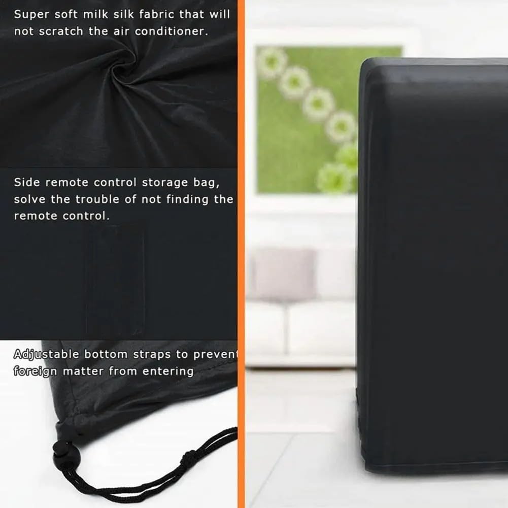  Housse De Protection Pour Climatiseur Mobile, Sac De Rangement élastique En Soie De Lait, Avec Poche Pour Télécommande, Noir, 40 X 46 X 75 Cm, Protecteur De Climatiseur D'intérieur