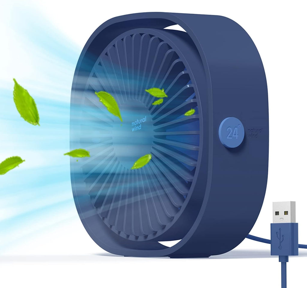  Simpeak Mini Ventilateur De Bureau USB Silencieux Et Portable Alimenté Par USB Uniquement (pas De Batterie), 3 Réglages De Vitesse, Pivotant à 360° Pour La Maison Et Les Voyages