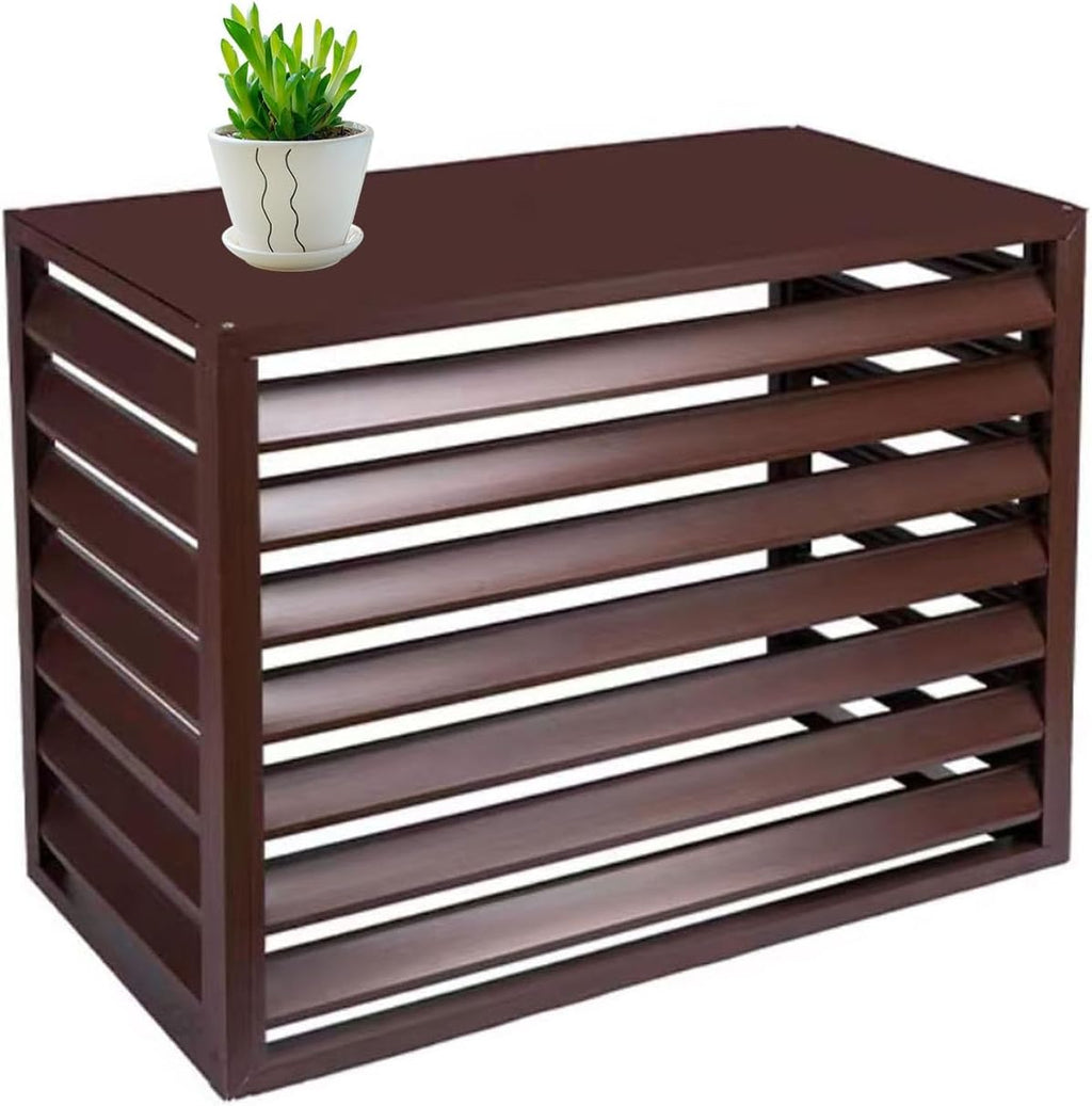  Housse De Protection Pour Climatiseur En Alliage D'aluminium Pour Unités De Climatisation Et Pompes à Chaleur, Boîte De Jardin Extérieure Marron 110 X 60 X 80 Cm, Protect