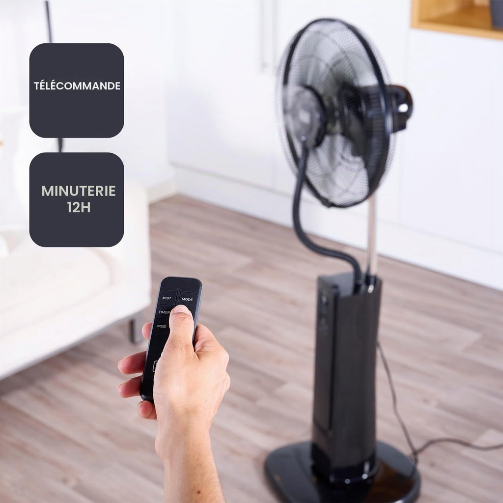 Black & Decker BLACK+DECKER - Ventilateur Sur Pied BXMF75E + 75W | 3 Vitesses | Écran Digital | Oscillant | Télécommande | Brumisateur