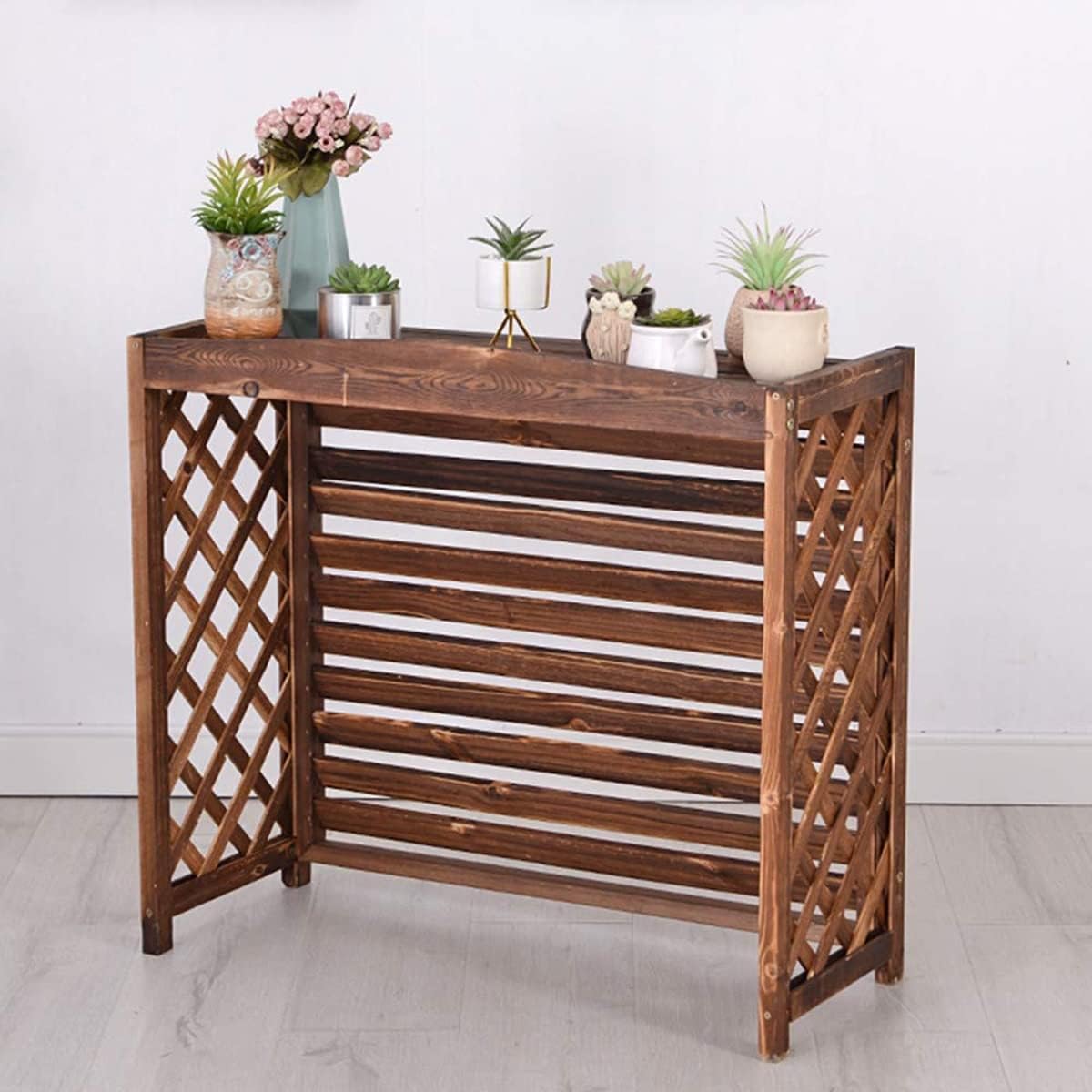  Housse De Climatiseur Pour Pompes à Chaleur, écran De Clôture De Confidentialité Caché Pour Climatiseur Extérieur, Grilles De Protection En Bois, Balcon En Bois Massif Flo
