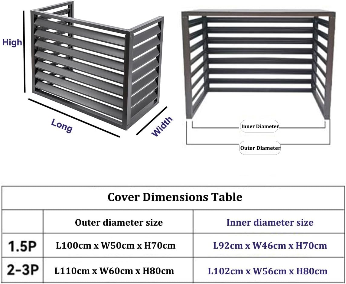  Housse De Protection Pour Climatiseur En Alliage D'aluminium Pour Unités De Climatisation Et Pompes à Chaleur, Boîte De Jardin Extérieure Marron 110 X 60 X 80 Cm, Protect