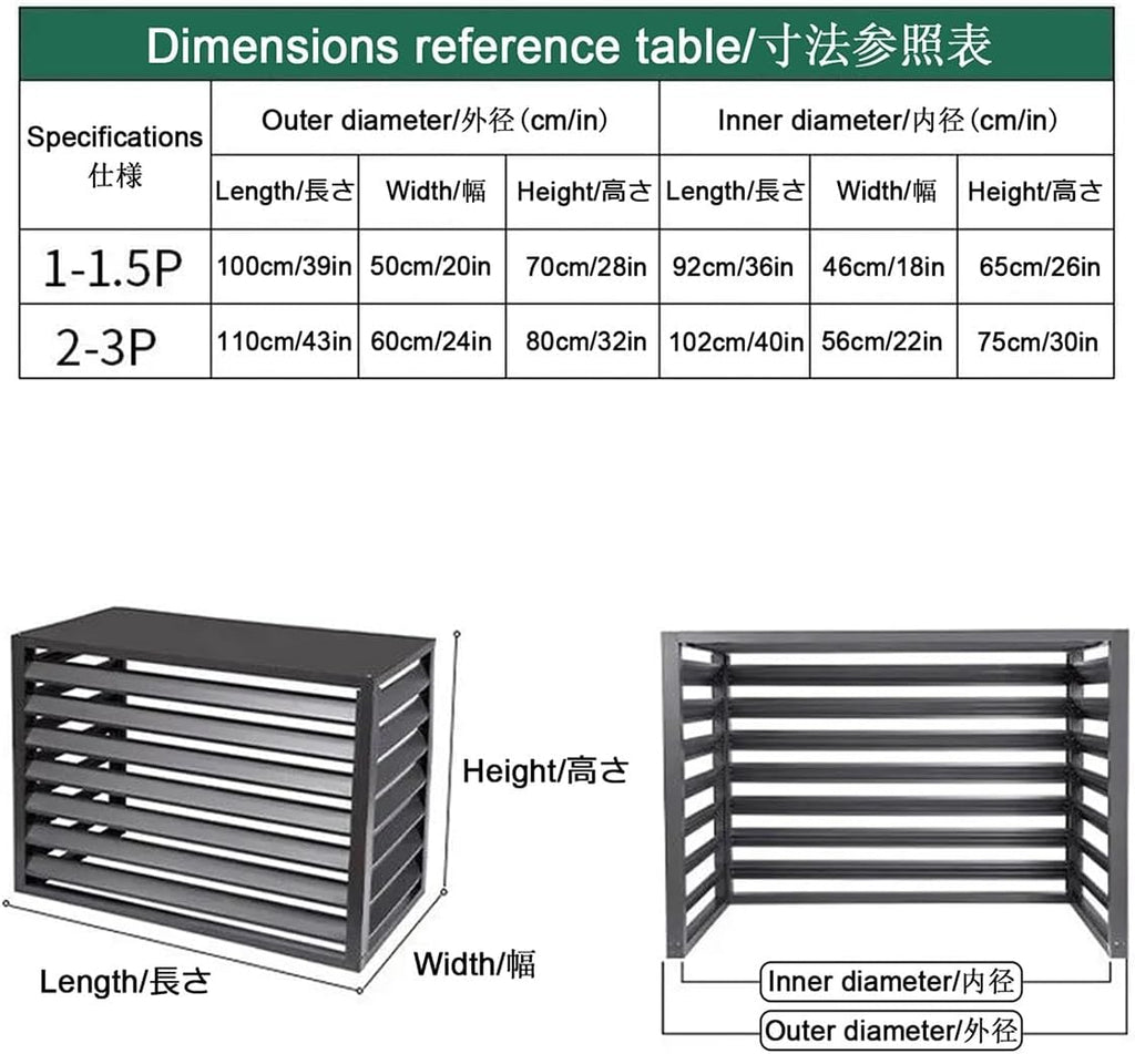  Lot De 2 Clôtures En Aluminium Pour Climatiseur, Protection Extérieure à Persiennes, Brise-Vue Décoratif, Résistant Aux Intempéries Et Antivol (Blanc, 110 X 60 X 80 Cm)