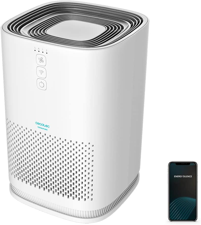  Cecotec Purificateur D'air TotalPure Connected 7500 Connected Purificateur D’air Avec 600 CADR, 200 M3 De Surface Couverte, écran LED Et Contrôle Via Wi-Fi. (1000 Handy)