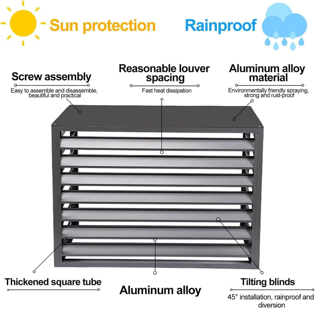 GENERIC Housse En Aluminium à 4 Panneaux Pour Climatiseur Et Pompe à Chaleur - Support De Fleurs - Blanc - 100 X 50 X 70 Cm