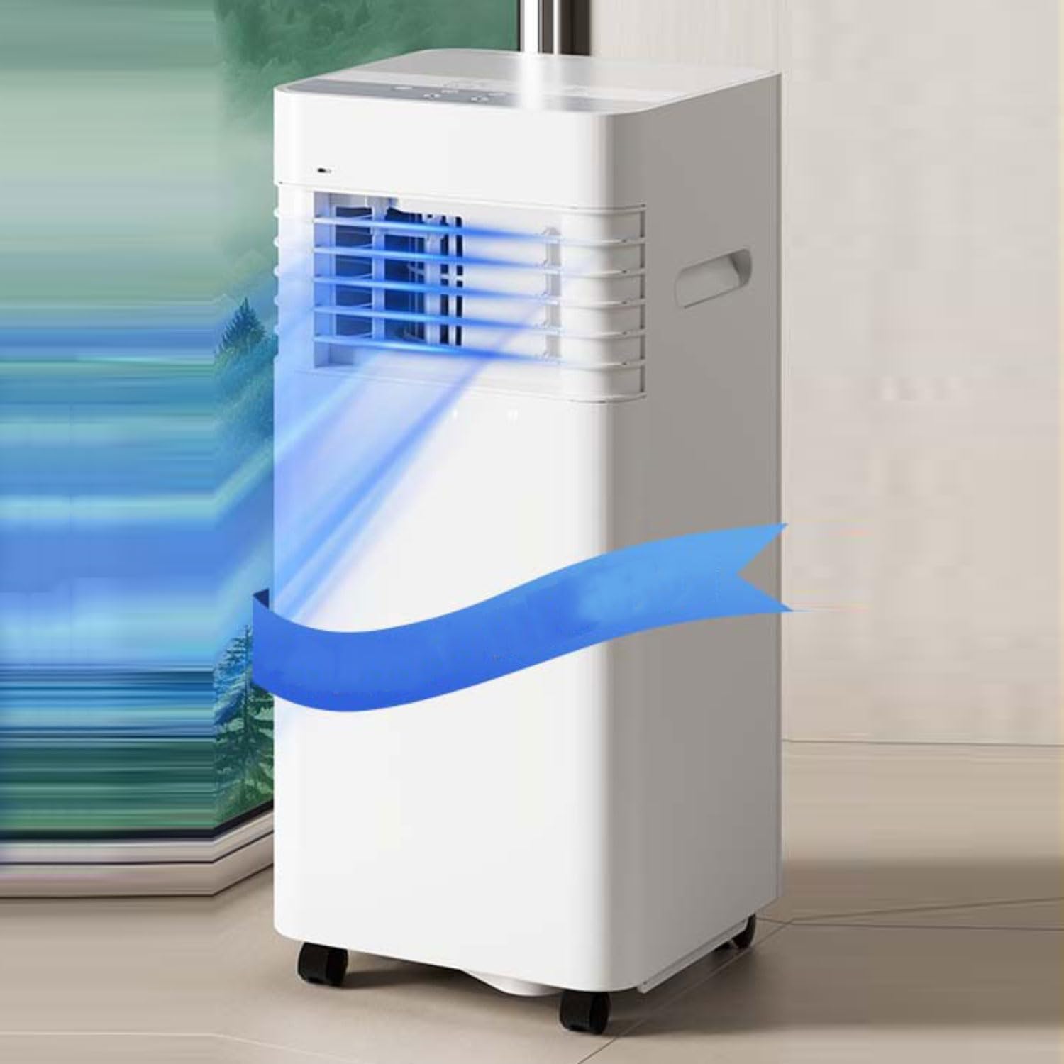  7000 BTU Climatiseur Portable Refroidit Jusqu'à 300 Pieds Carrés, Unité De Climatisation Intelligente Avec Télécommande Et Ventilateur De Déshumidificateur Oscillant à 120 ° Avec Minuterie 24H
