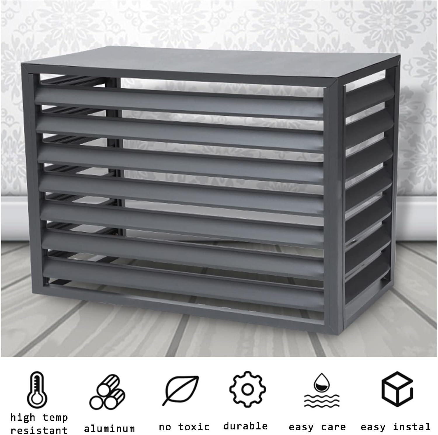 GENERIC Écran De Clôture Pour Climatiseur Extérieur – Couvercle De Conditionnement En Alliage D'aluminium Et Support De Plante En Métal, Volets Anti-corrosion Pour Unité Extérieure, Blanc (taille : 1,5P)