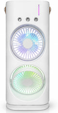 Genérico Refroidisseur Portable Avec Double Ventilateur, Brumisation à L'eau Et Lumières RVB, Mini Climatiseur USB De Table, Ventilateur Silencieux Avec Réservoir D'eau, Pour Bureau, Chambre Et Maison