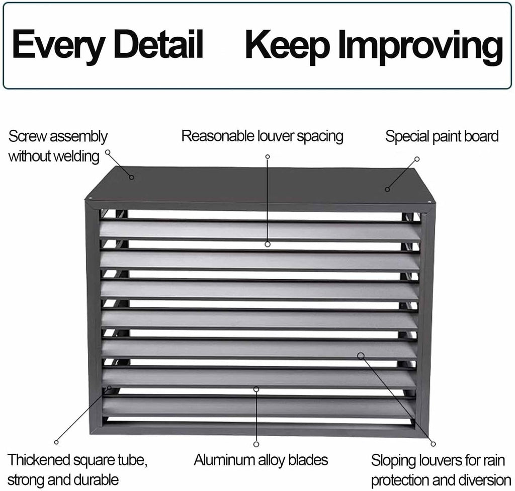  Housse De Protection En Aluminium Pour Climatiseur Extérieur, Système De Séparation AC, Résistant Aux Intempéries, Convient Pour 110 X 60 X 80 Cm, Résistante Aux UV, Idéale Pour Une Utilisation En