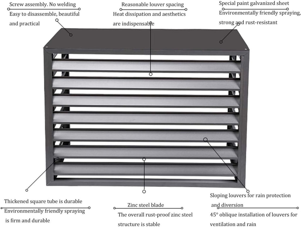  Housse En Aluminium Pour Climatiseur – Clôture Décorative D'extérieur Pour Unités De Climatisation – Protection De Radiateur Dissimule Et Protège Votre Unité (gris, 110 X 60 X 80 Cm)