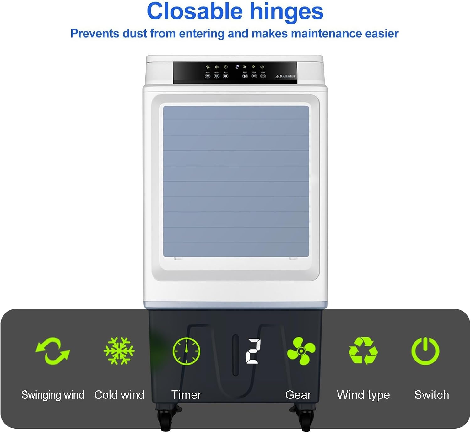 GENERIC Refroidisseur évaporatif Avec Réservoir 50L Et Télécommande, Climatisation Portable Pour Les Grandes Pièces, 3 Vitesses, Fonctionnement Silencieux Et Minuterie 12h, Idéal Pour L'atelier Et La Maison
