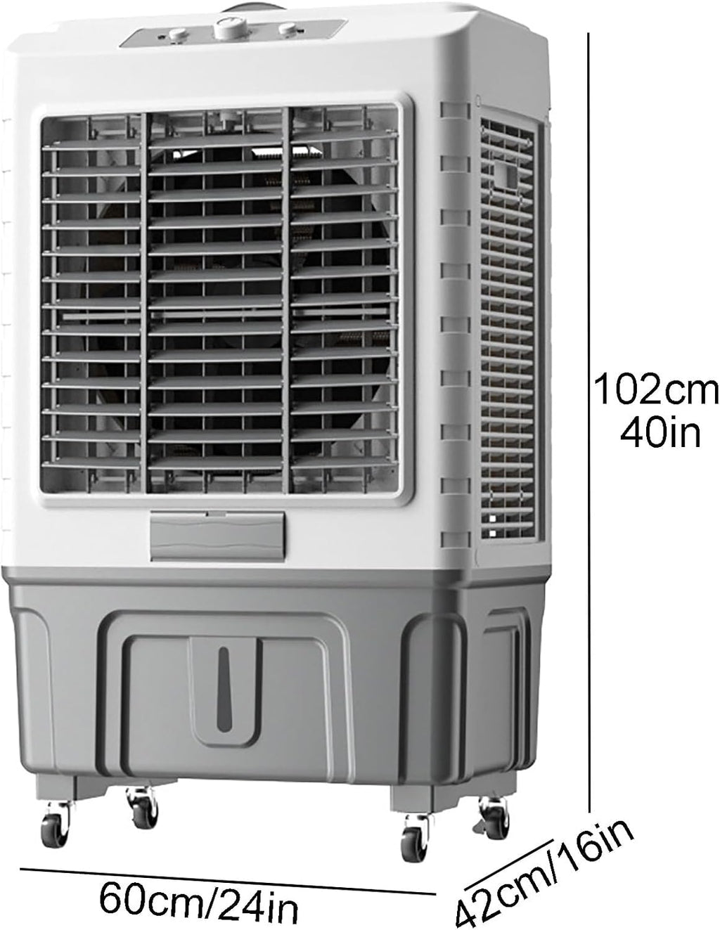 GENERIC Refroidisseur D'air évaporatif Portable, Réglages à 3 Vitesses Et Oscillation à 120 °, Réservoir De 55L Pour Le Refroidissement De Bureau à Domicile, Conception Facile Avec Roues