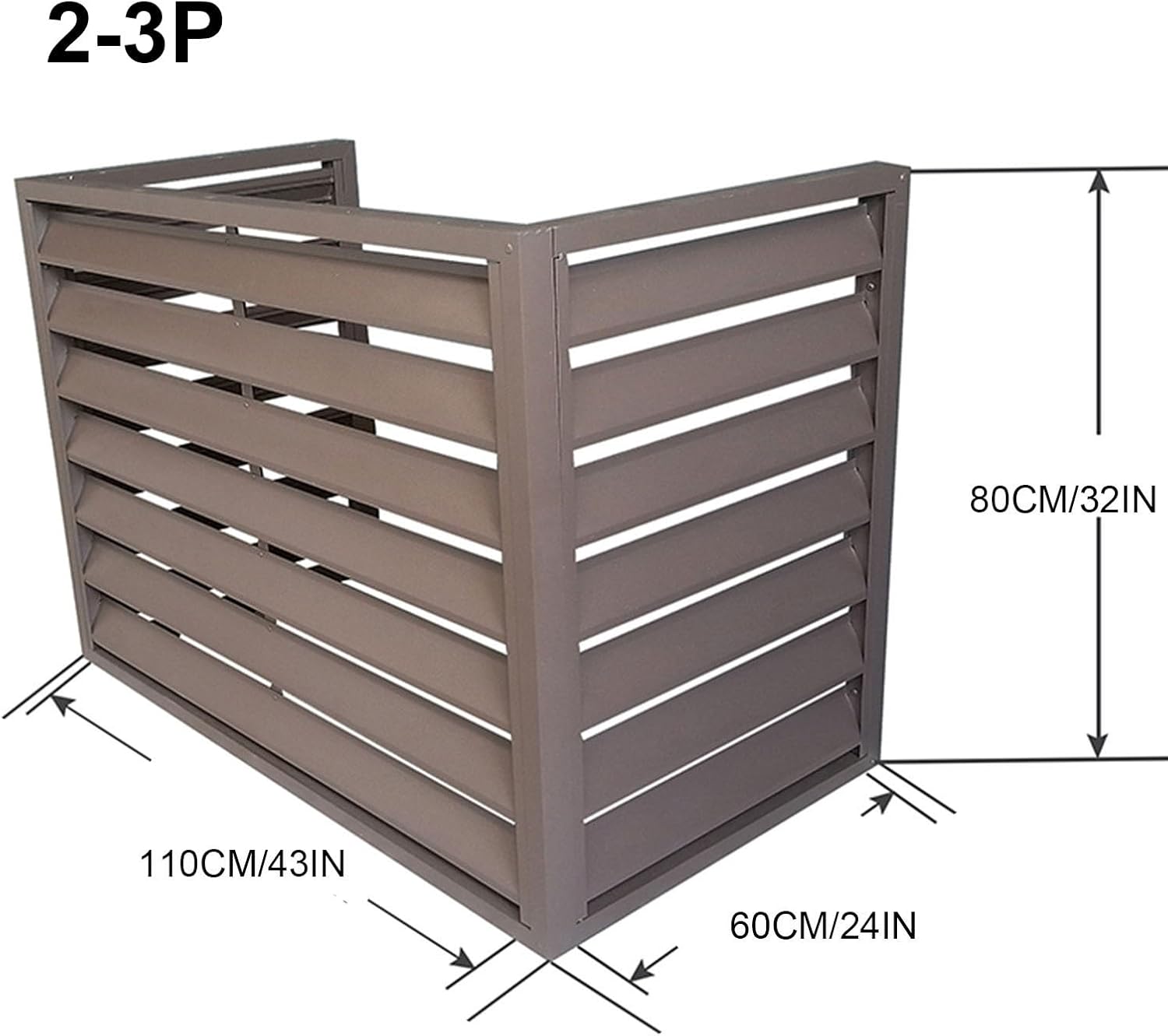 GENERIC Housse D'extérieur En Aluminium Pour Climatiseur – Réduction Du Bruit Et Protection Contre Les Intempéries – Étagère Polyvalente Marron Pour Unités AC Dimensions : 110 X 60 X 80 Cm