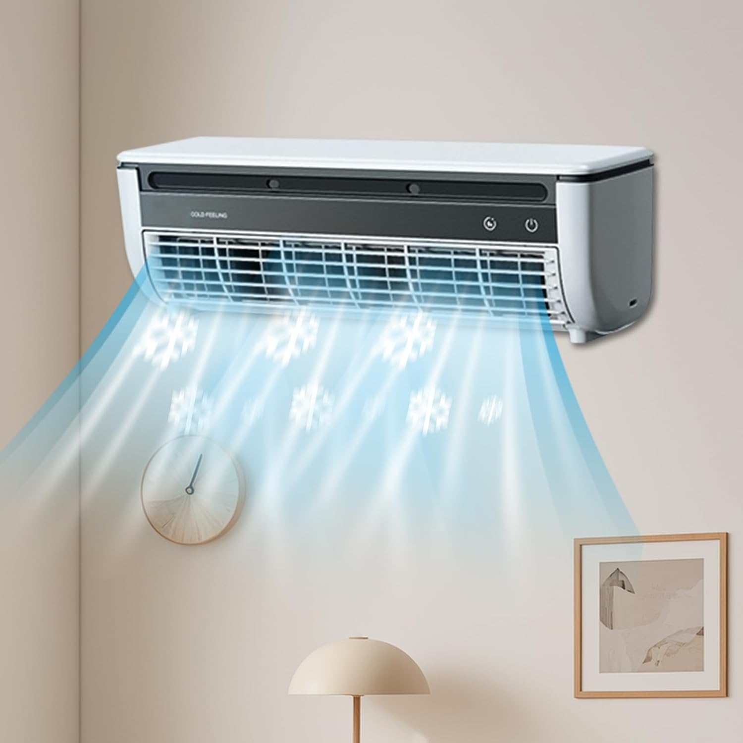  Ventilateur Climatiseur,Ventilateur D'Air Frais Pour Chambre | Rafraîchisseur D'Espace à Trois Vitesses Avec Recharge Sans Fil Pour Intérieur Extérieur Salle De Bains