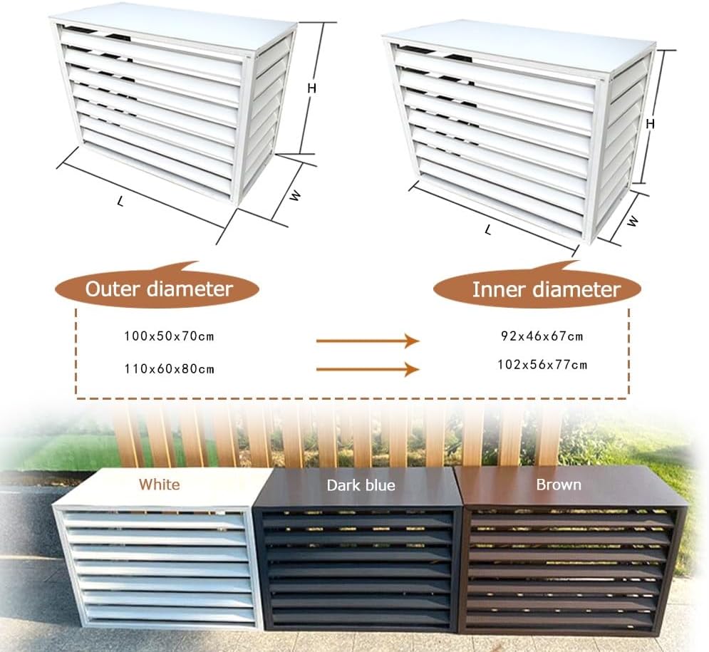 GENERIC Housse De Protection Décorative En Aluminium Pour Climatiseur Extérieur - Résistante Aux Intempéries - Marron - 27,9 Cm - Protection élégante Pour Toutes Les Saisons