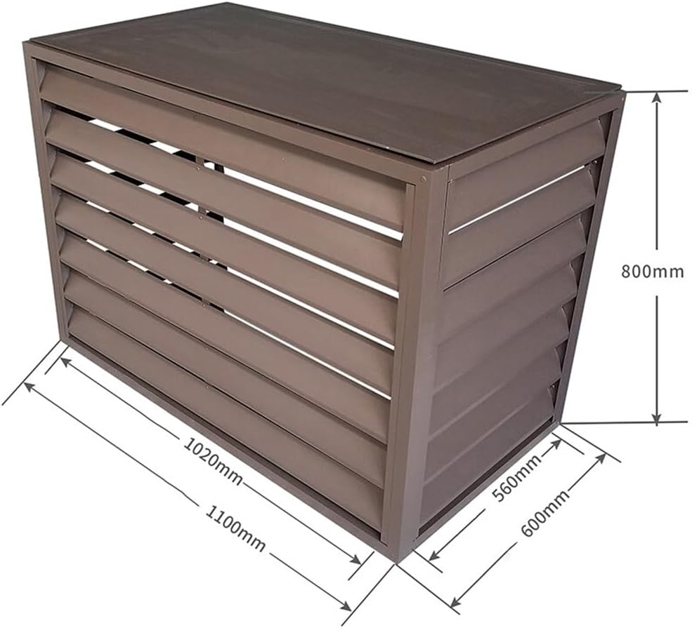  Housse De Protection Pour Climatiseur Extérieur En Aluminium Avec Support De Fleurs, Protection Résistante Aux Intempéries Pour Une Utilisation En Extérieur, Marron, 110