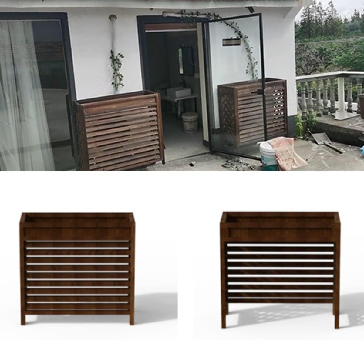  Housse De Protection Respirante Pour Climatiseur D'intérieur, Cadre En Bois Imperméable, étagère à Persiennes, Décoration, Clôture De Confidentialité, Protection Antichut