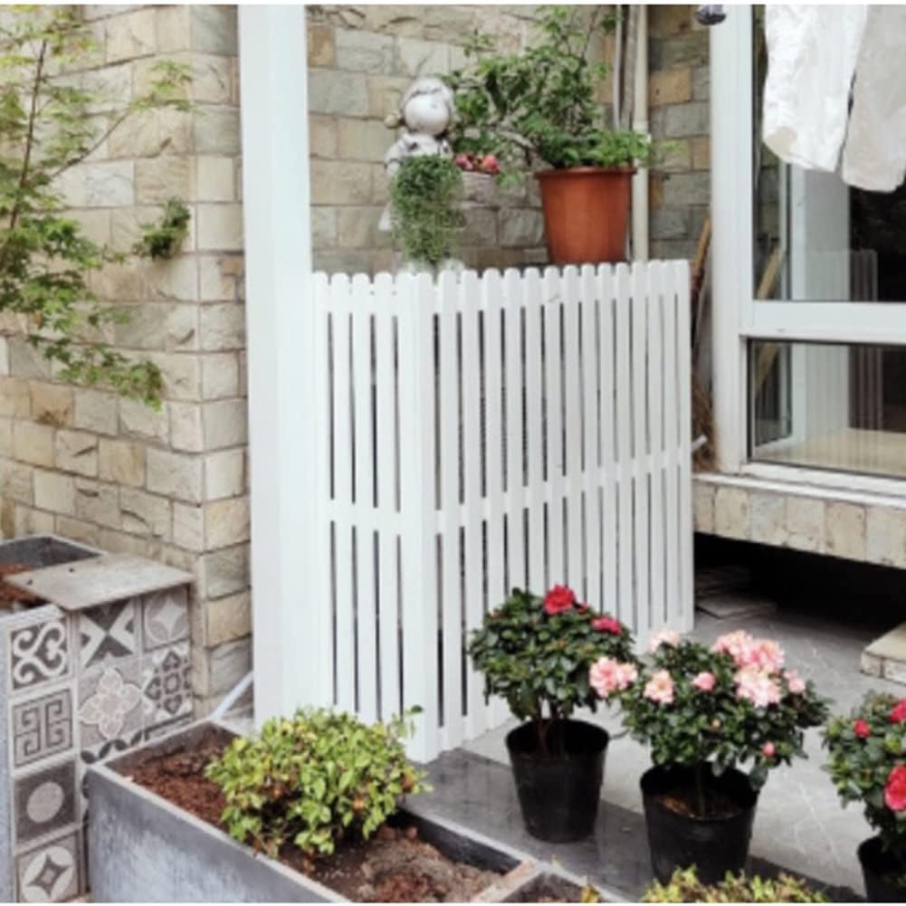 GENERIC Housse En Bois Pour Climatiseur Extérieur – Écran De Climatisation Blanc Divisé 105 X 45 X 99 Cm – Protection De Confidentialité élégante Pour Terrasse Et Jardin – Design Résistant Aux Intempéries
