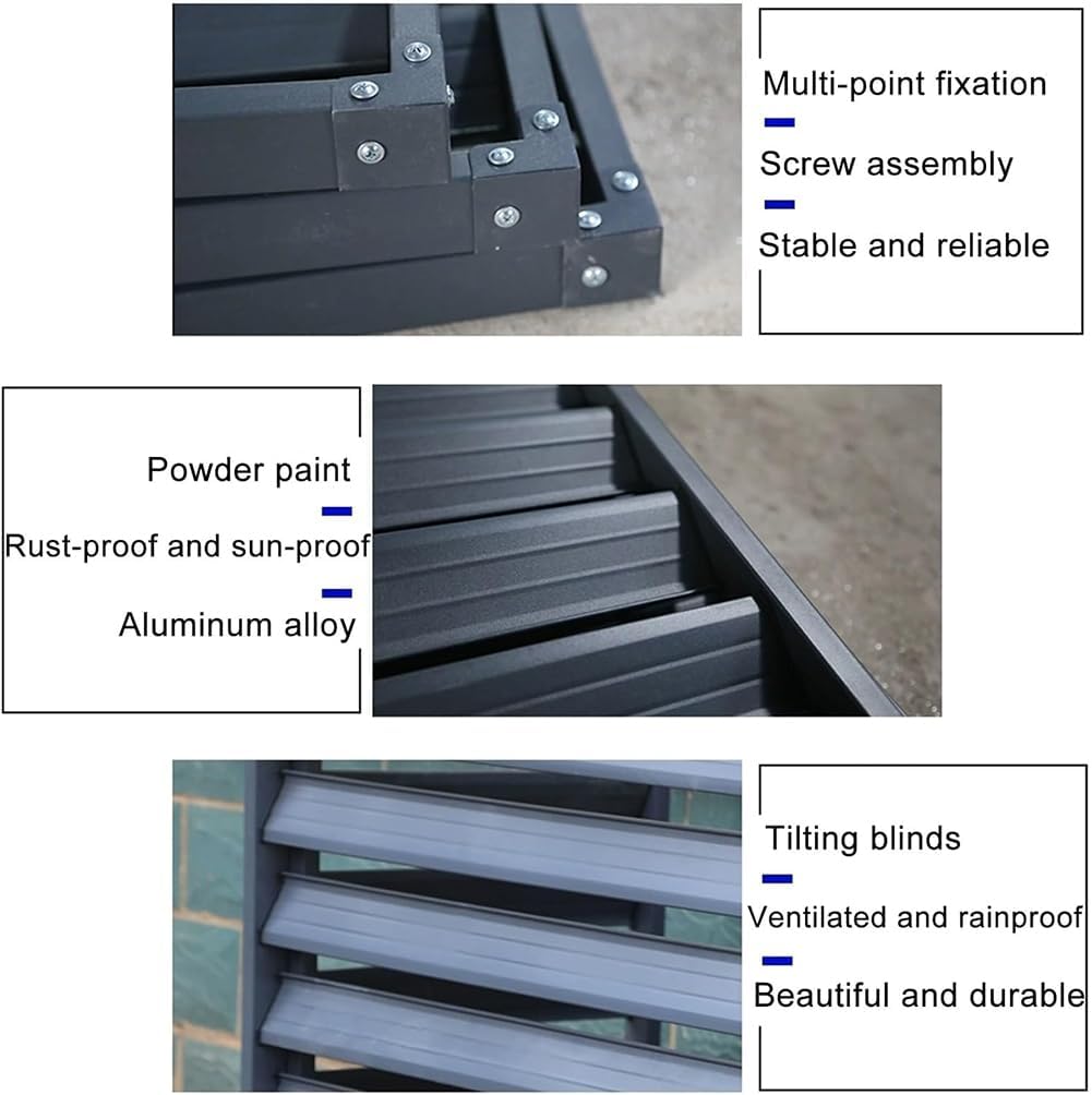 GENERIC Housse De Climatiseur En Aluminium De Qualité Supérieure Et écran De Clôture Pour Pompe à Chaleur, 3 Panneaux Pour Unités Extérieures/intérieures, 110 X 80 X 60 Cm, Résistant Aux Intempéries, Ion