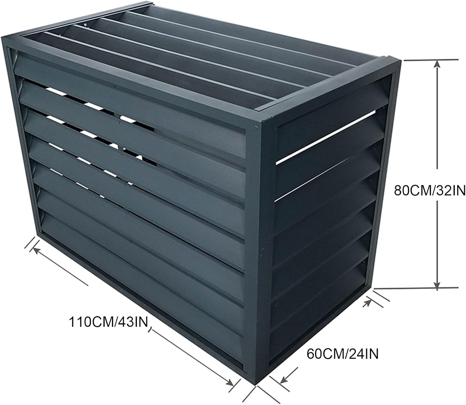  Housse De Protection En Aluminium Pour Mini Climatiseur Split Extérieur - Protection De Pompe à Chaleur Résistante Aux Intempéries Avec Un Design élégant à Lattes Grises