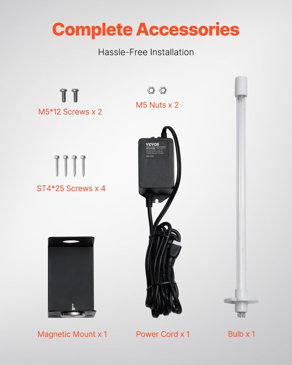  VEVOR Purificateur D'Air Conduit CVC 18 W Épurateur D'Air De Conduit De Climatisation Avec Aimant, Ampoule UV 356 Mm, Longueur D'Onde 254 Nm, Lumière UV UVC, Purification Puissante, Pour Climatiseur