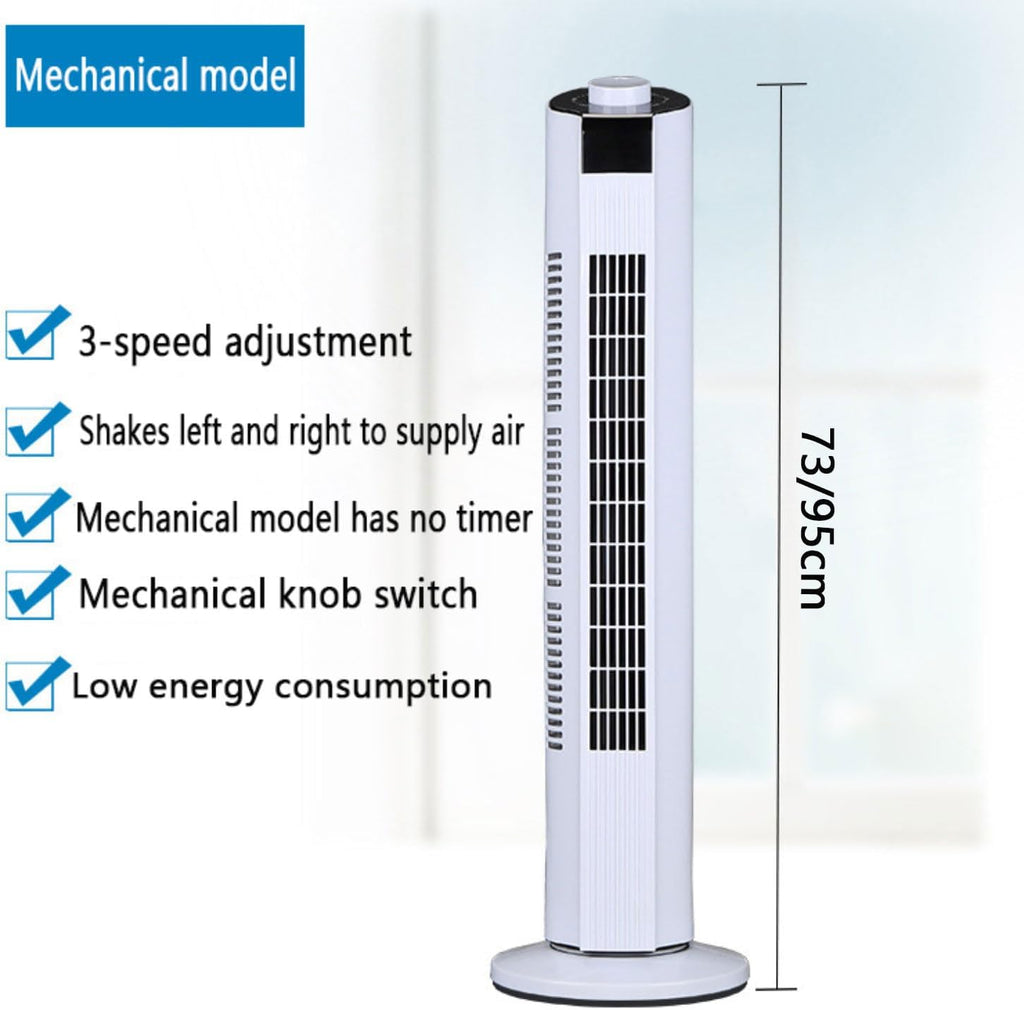 GENERIC Ventilateur De Tour Silencieuse, Circulateur D'air Sans Lame à 3 Vitesses Avec 60 Oscillations, Minuterie 12H, Affichage LED, Refroidisseur électrique Portable Pour Bureau De Chambre, Conception D'éco