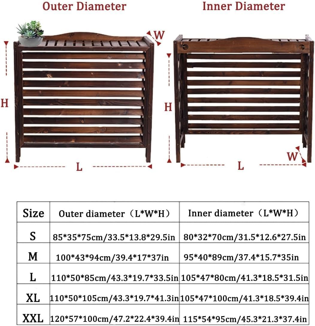 GENERIC Housse En Bois Pour Climatiseur – Support En Bois Massif Pour Climatisation Et étagère à Fleurs – Stores Blancs élégants – Taille Parfaite – 80 X 32 X 70 Cm – Pour Décoration Et Protection De La