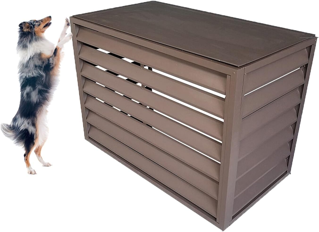  Housse De Protection Pour Climatiseur Extérieur En Aluminium Avec Support De Fleurs, Protection Résistante Aux Intempéries Pour Une Utilisation En Extérieur, Marron, 110