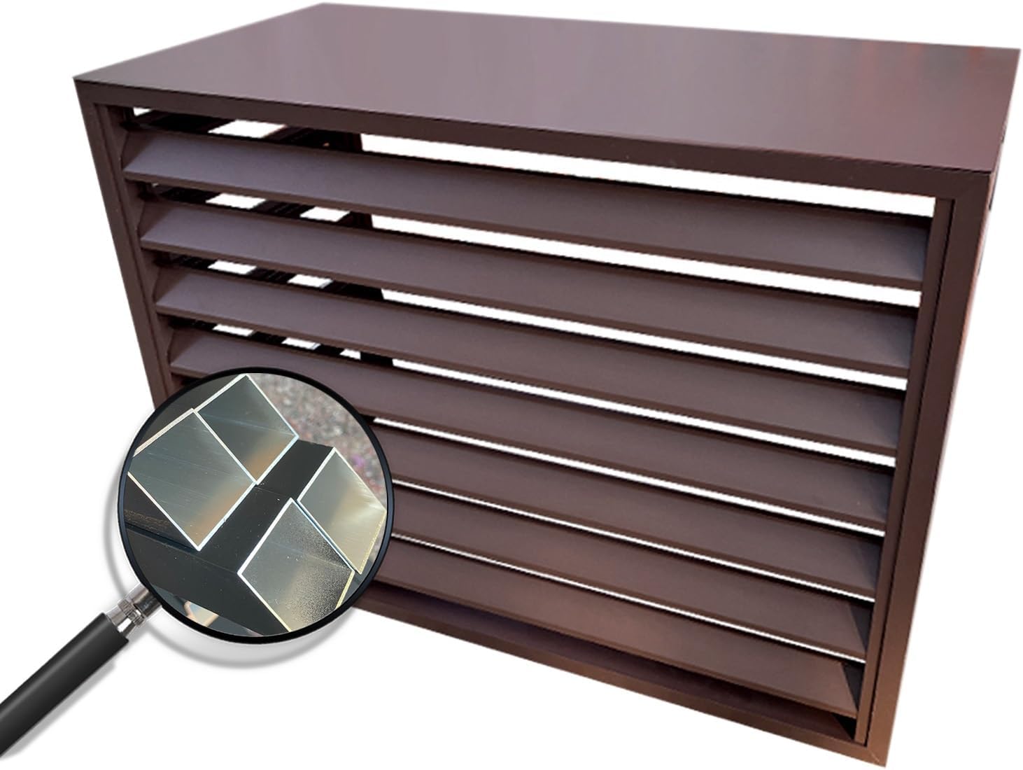 GENERIC Housse De Protection Décorative En Aluminium Pour Climatiseur Extérieur - Résistante Aux Intempéries - Marron - 27,9 Cm - Protection élégante Pour Toutes Les Saisons