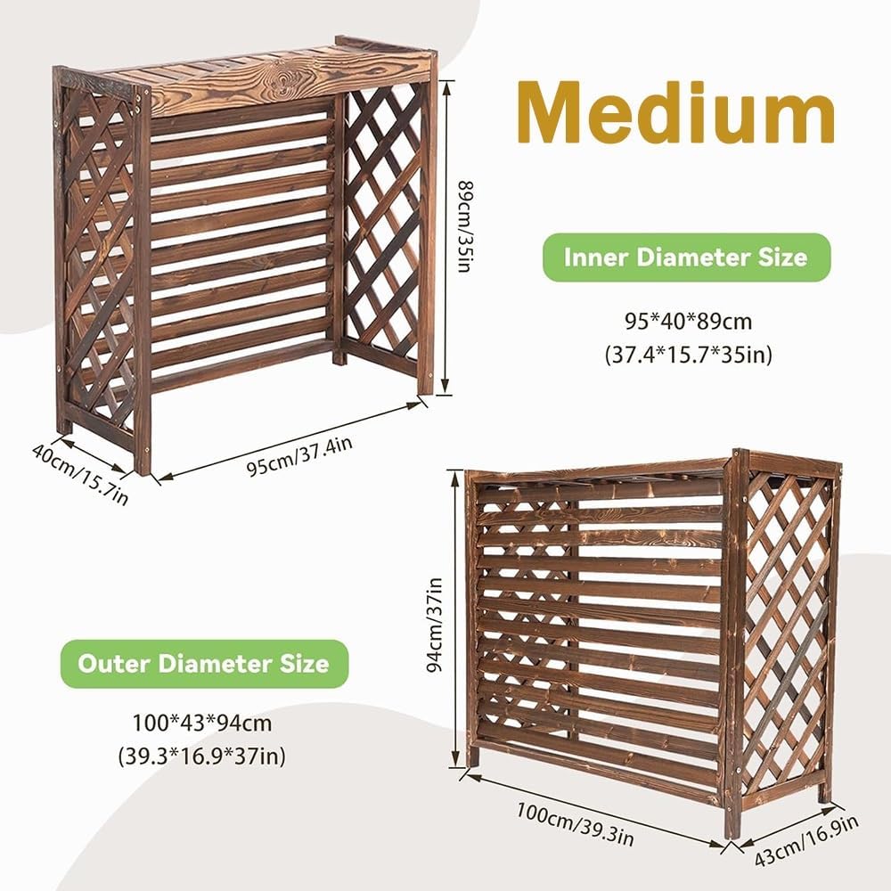  Support De Grille Pour Climatiseur Extérieur, Grille En Bois Pour Unité De Climatisation, Protection Pour Climatiseur Central, Cache Pour Pompe à Chaleur (100 X 43 X 94 C