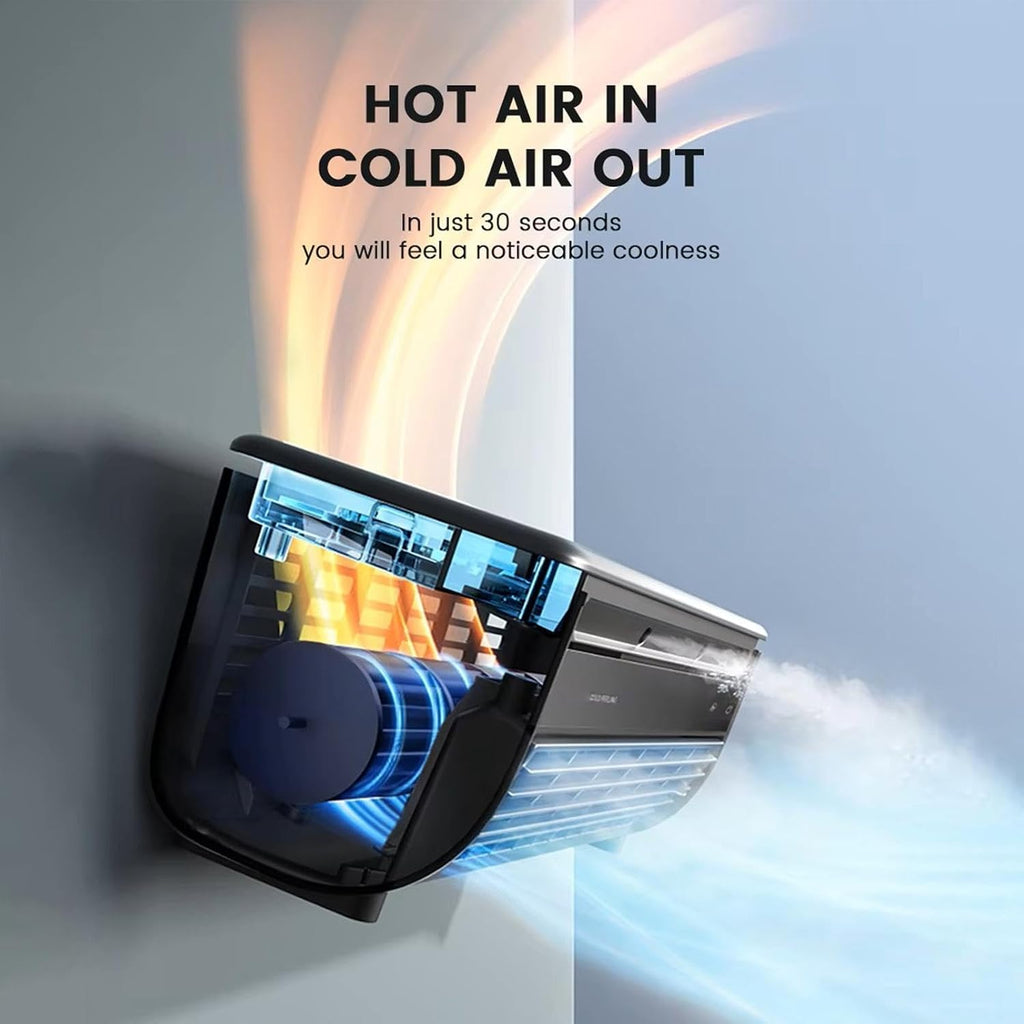  Rafraîchisseur D'air, Climatiseurs Portables, Ventilateur Rafraîchissant, Rafraîchisseur D'air à 3 Vitesses Avec Chargeur Sans Fil, Rafraîchisseurs De Airs Par évaporation Pour Chambre, Camping-car