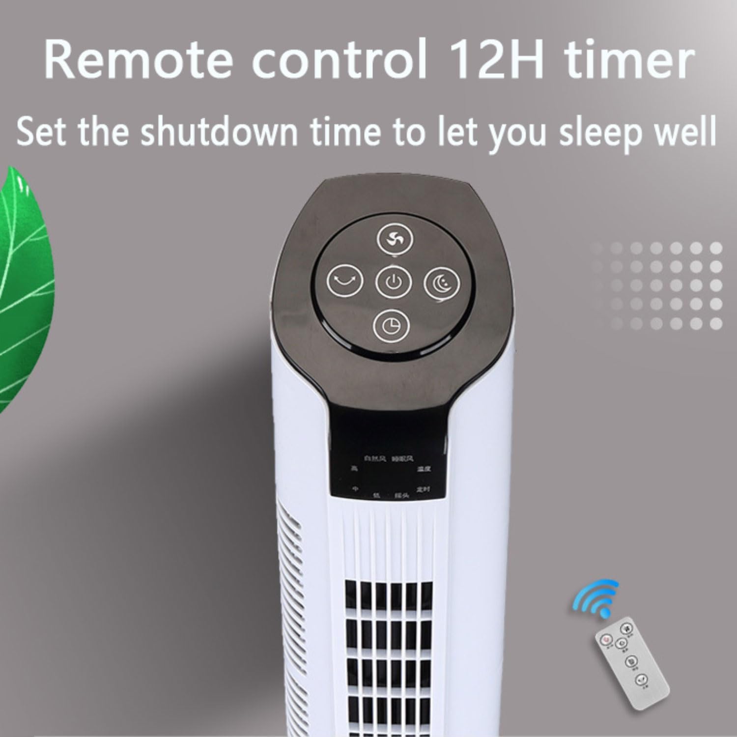 GENERIC Ventilateur De Tour Silencieuse, Circulateur D'air Sans Lame à 3 Vitesses Avec 60 Oscillations, Minuterie 12H, Affichage LED, Refroidisseur électrique Portable Pour Bureau De Chambre, Conception D'éco