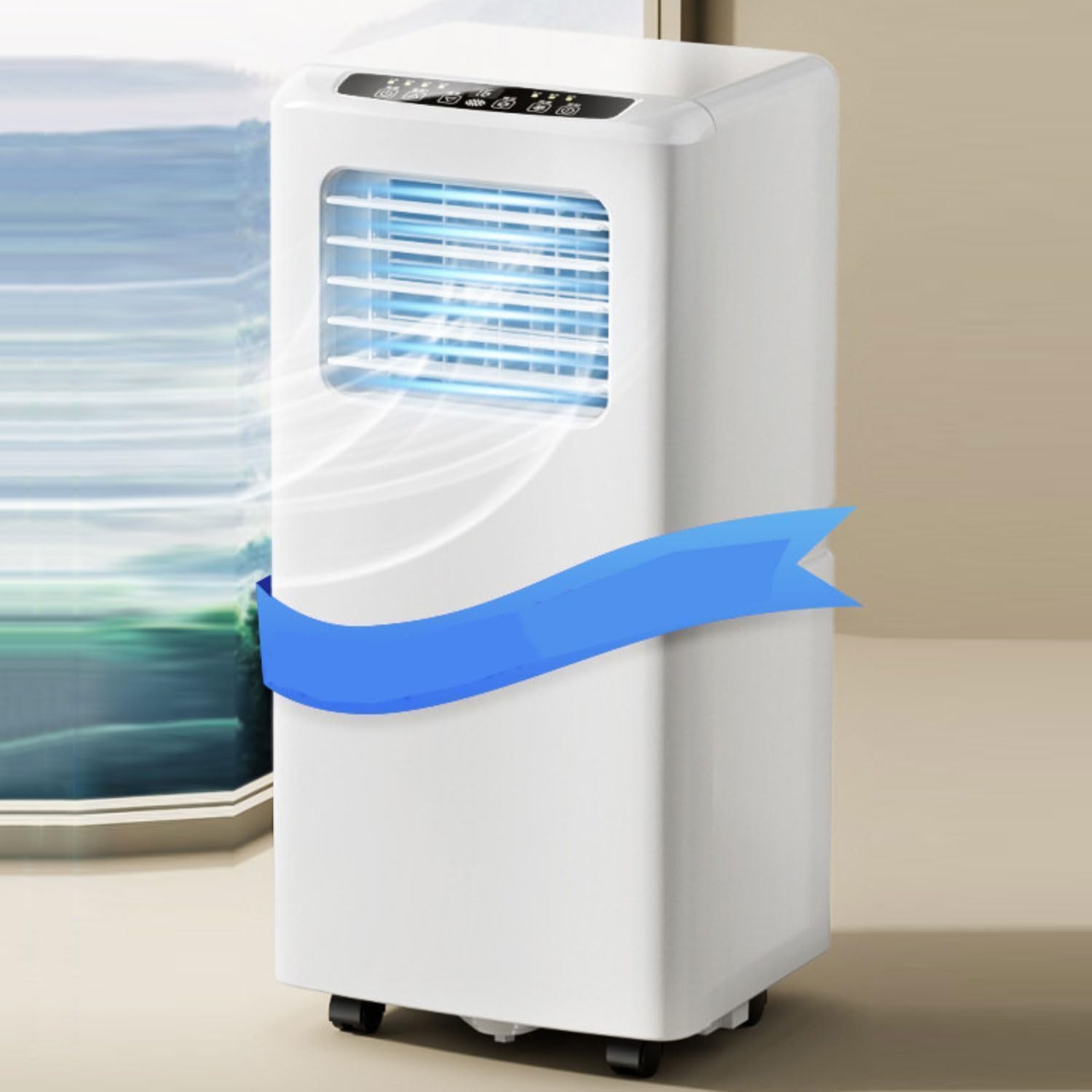  Climatiseur Portable, WiFi App Control, Ventilateur De Refroidissement évaporatif Avec Télécommande, Minuterie 24H, Déshumidificateur Pour Bureau De Chambre à Coucher, Unité Mobile De Climatisation E