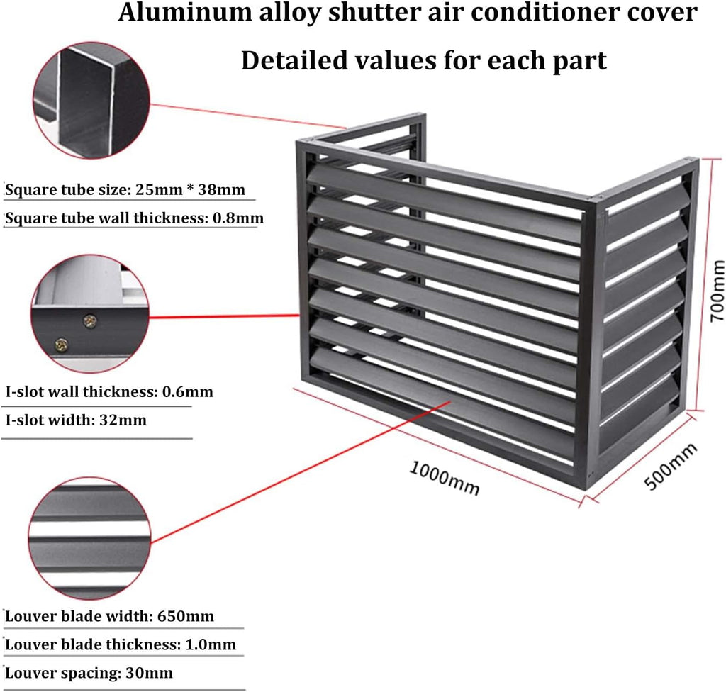 GENERIC Housse En Aluminium Pour Unité De Climatisation - Protection Extérieure Décorative Résistante Aux Intempéries Pour Climatiseurs Centraux - Boîtier Autonome Pour Ordures Ou équipements CVC