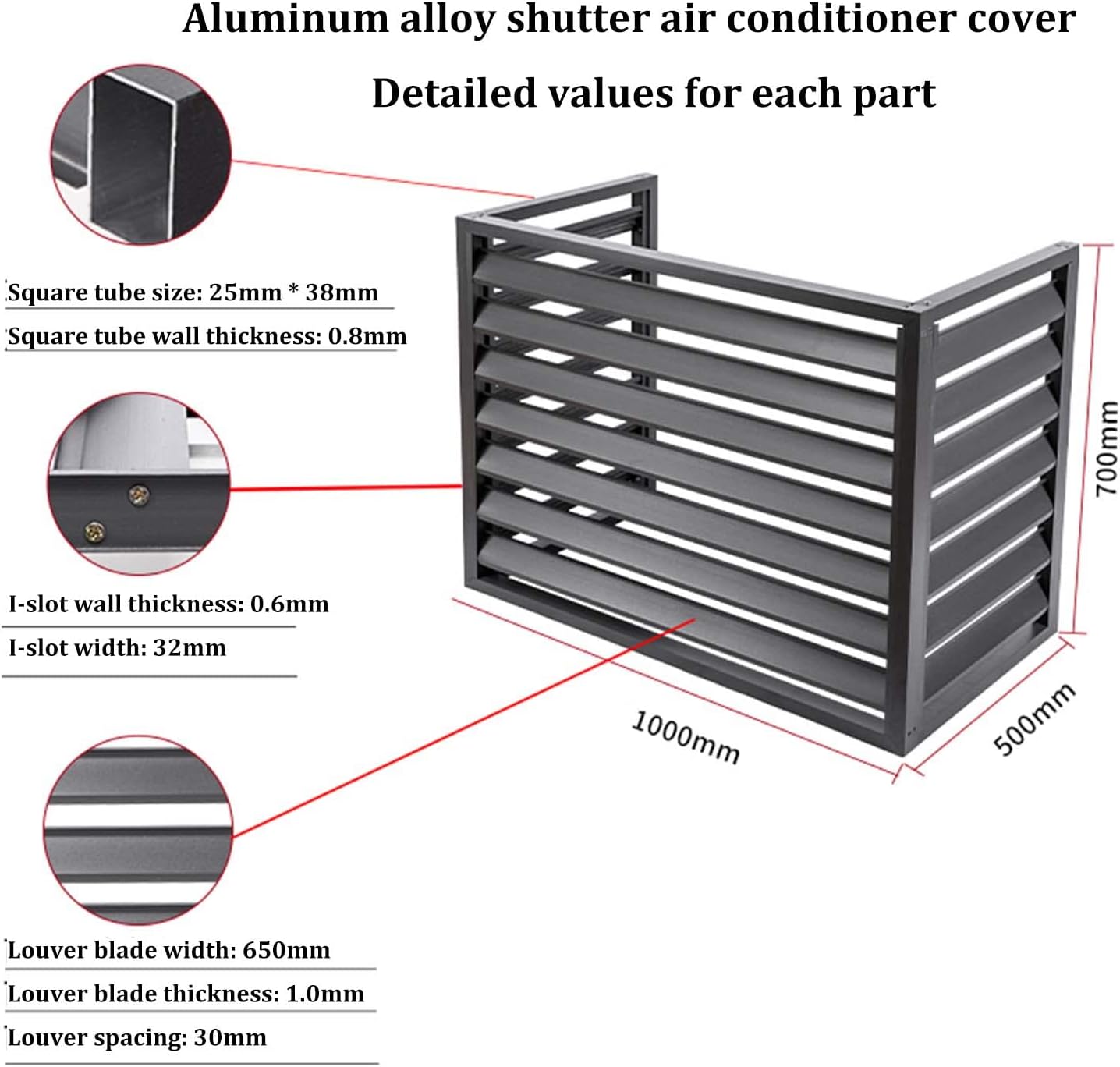 GENERIC Housse En Aluminium Pour Unité De Climatisation - Protection Extérieure Décorative Résistante Aux Intempéries Pour Climatiseurs Centraux - Boîtier Autonome Pour Ordures Ou équipements CVC