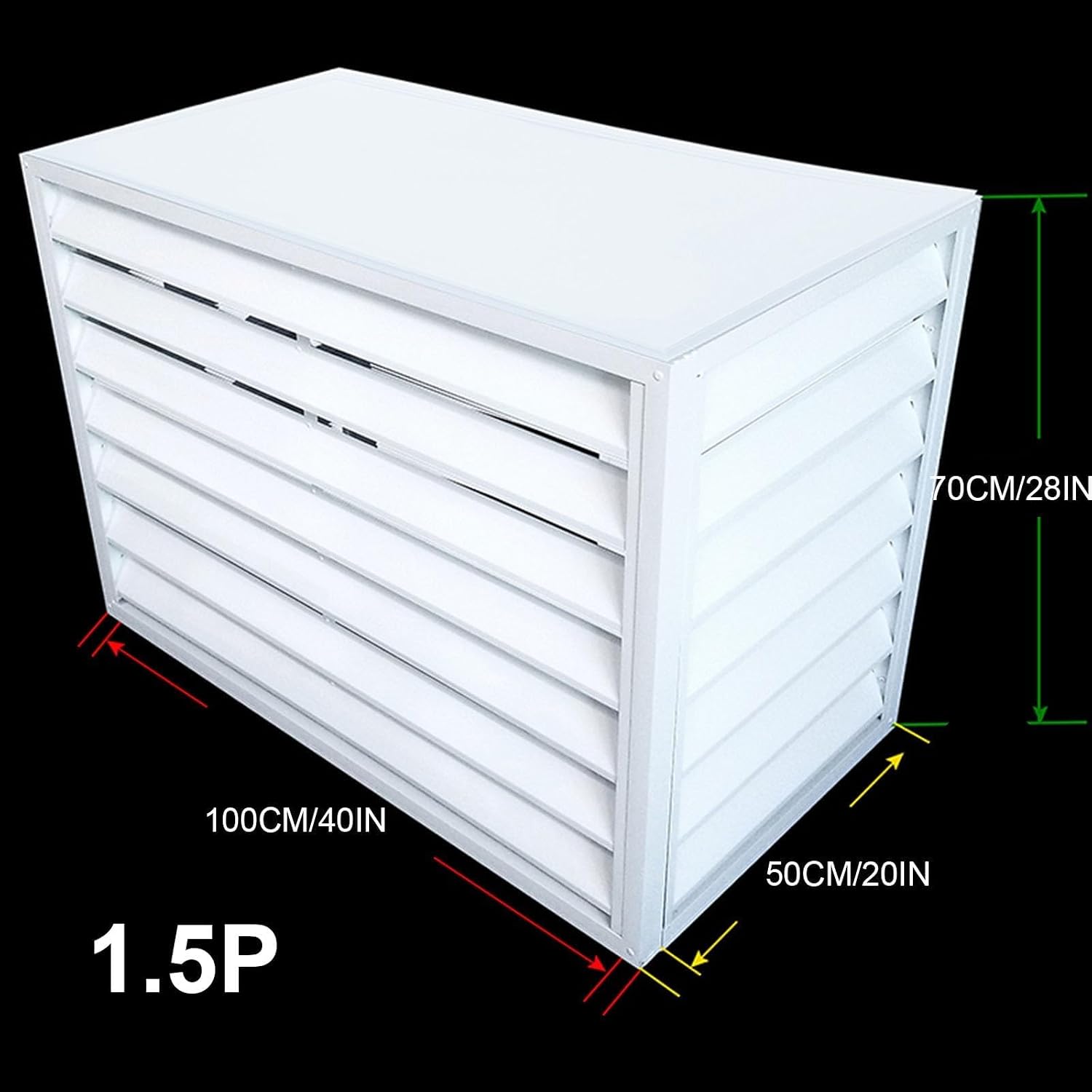  Cache Climatiseur Exterieur Aluminium,caisson Anti Bruit Pompe à Chaleur,cache Clim,Étanche À La Poussière Et À L'eau,Convient Pour L'unité Extérieure Du Climatiseur,White A,100x50x70cm