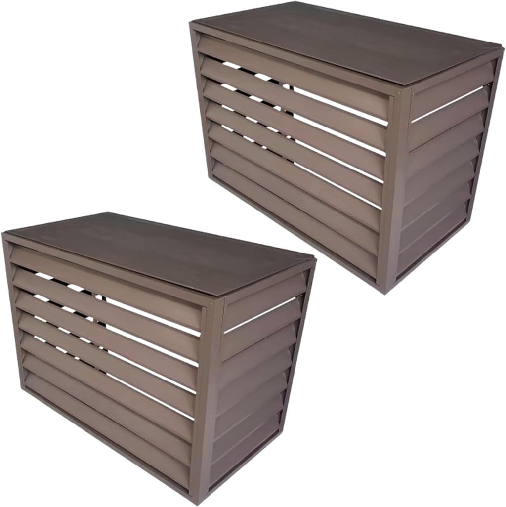 GENERIC Clôture En Aluminium Pour Climatiseur Avec Couvercle – Extérieur Pour Climatiseurs – Marron 110 Cm – Solution De Dissimulation Extérieure Pour Climatiseurs