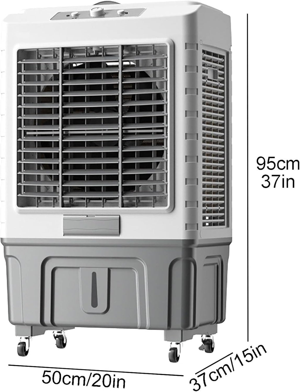 GENERIC Refroidisseur élatif Portable Avec Réservoir De 55L, 3 Vitesses Et Oscillat à 120 °, Roues Faciles à Déplacer Pour Le Refroidissement De Bureau à Domicile, Flux D'air Rafraîchissant