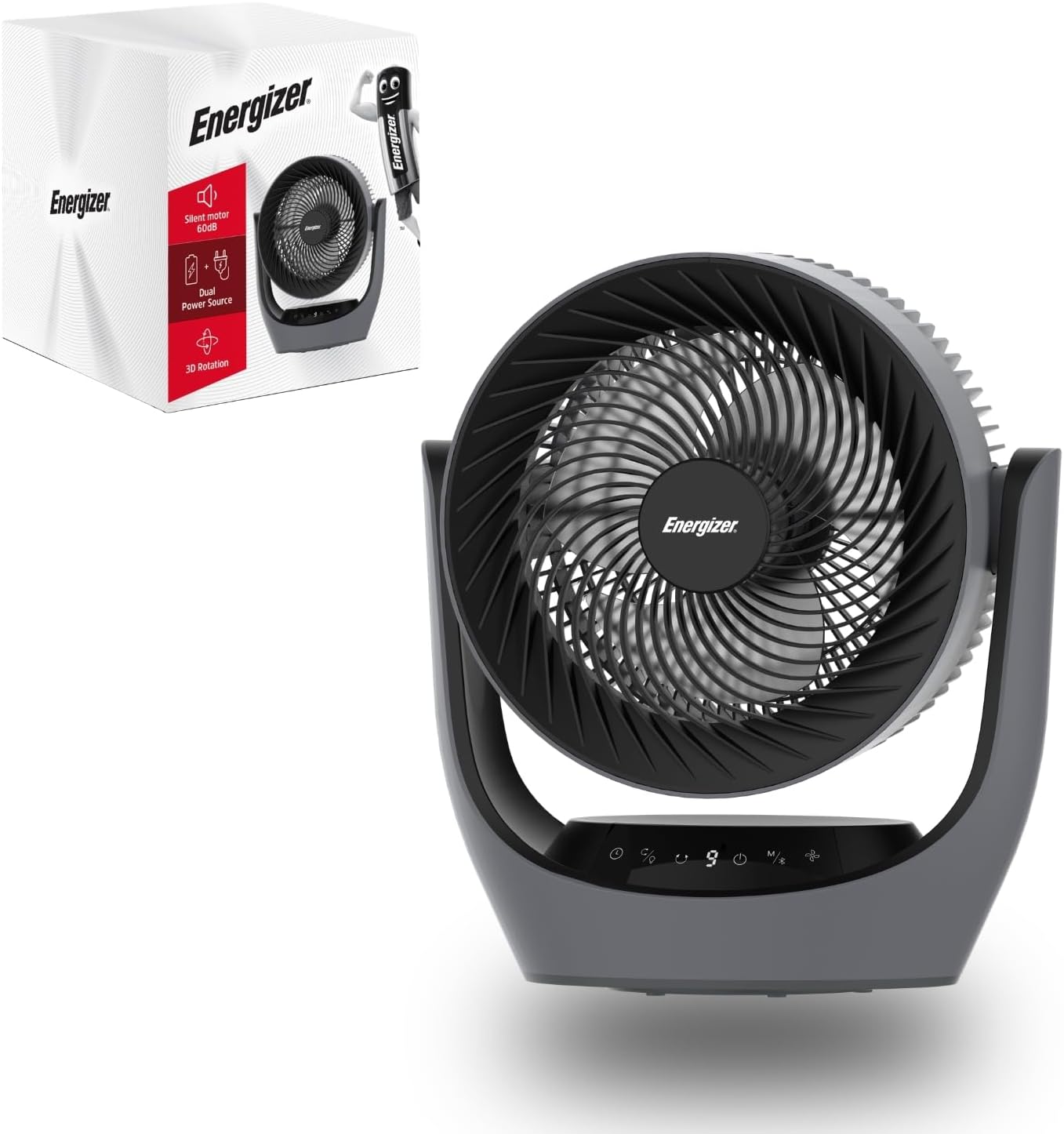  Energizer Ventilateur Colonne Purificateur D'Air Silencieux 35 DB, 368 M³/h, Oscillation 90°, 72 Cm, 4 Vitesses, Filtre HEPA Nettoyable, Pour Chambre Et Salon, Gris