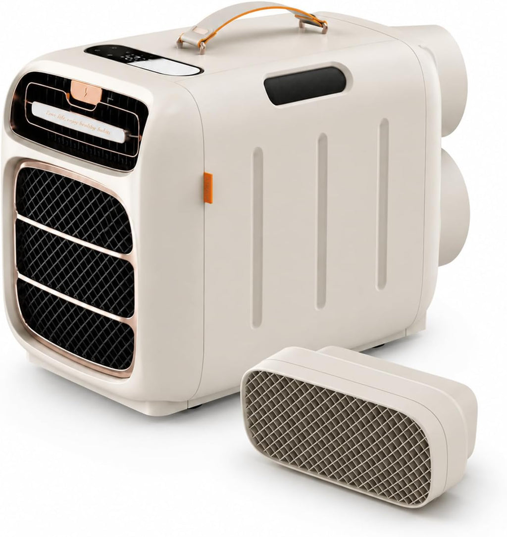  Climatiseur Mobile Camping, Mini Climatisation De Tente Cooling | Compresseur 5000 BTU, Double Tuyau, Refroidissement 3s, Pour 5-10m², Basse Consommation 420W, Silencieux 45dB