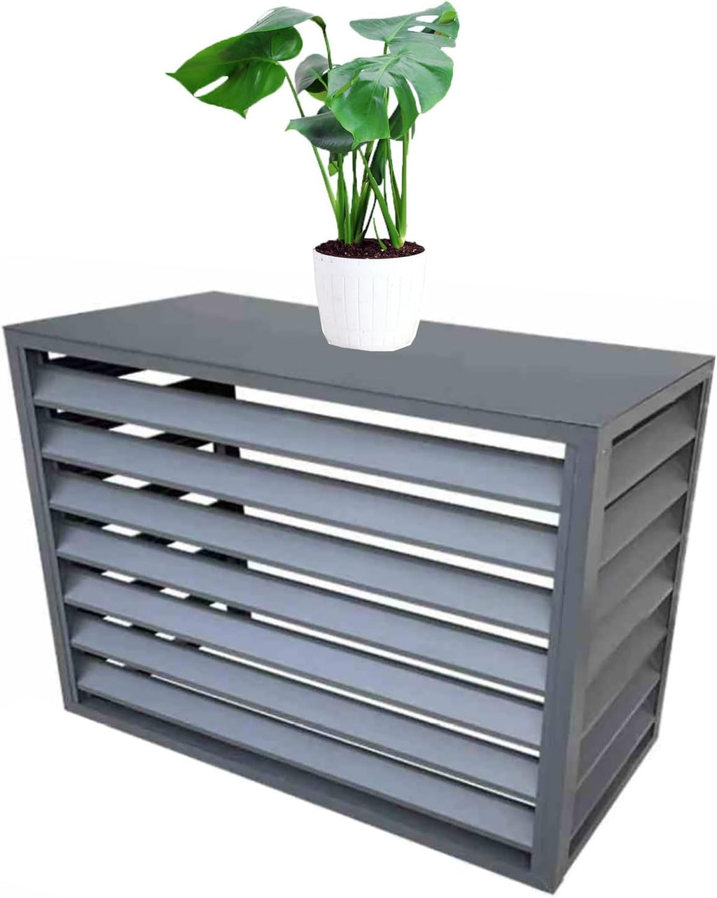  Housse En Aluminium Pour Climatiseur – Clôture Décorative D'extérieur Pour Unités De Climatisation – Protection De Radiateur Dissimule Et Protège Votre Unité (gris, 110 X 60 X 80 Cm)