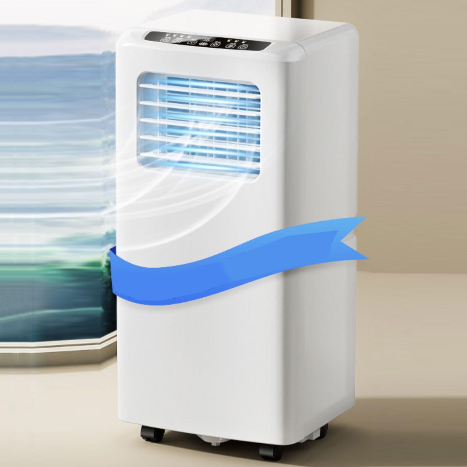  Climatiseur Portable, Unité Intelligente Avec Télécommande, Modes De Sommeil De Ventilateur Sec Froid Silencieux, Oscillation à 120 °, Minuterie 24H, Kit De Fenêtre Pour Bureau D'étage
