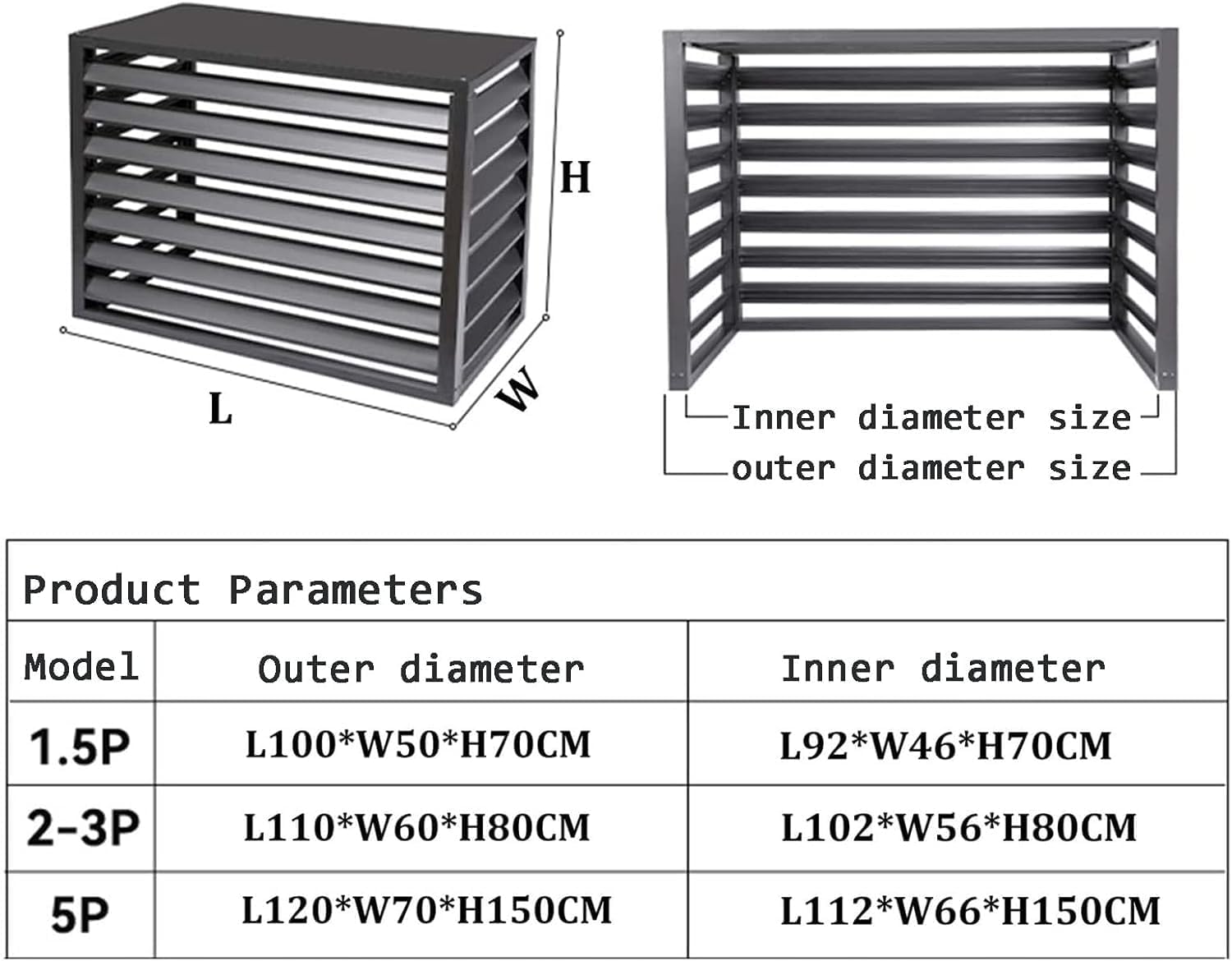 GENERIC Housse Antivol En Alliage D'aluminium Pour Climatiseur Avec Volet Supérieur Résistant Aux Intempéries Protection Sécurisée Pour Unités AC Durable Et élégante