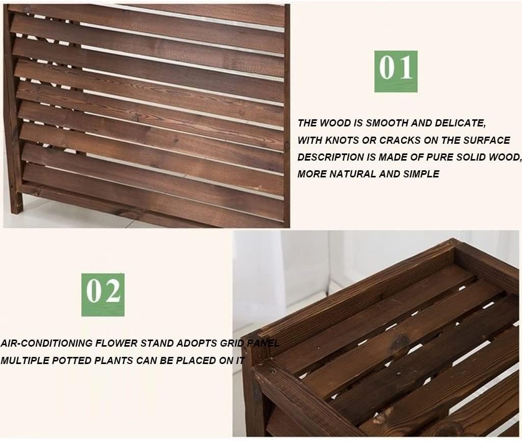  Cadre De Protection De Climatiseur En Bois Massif, Grille De Protection Pour Climatiseur Et Pompe à Chaleur, écran De Confidentialité Extérieur, Support De Fleurs Et De Poubelle