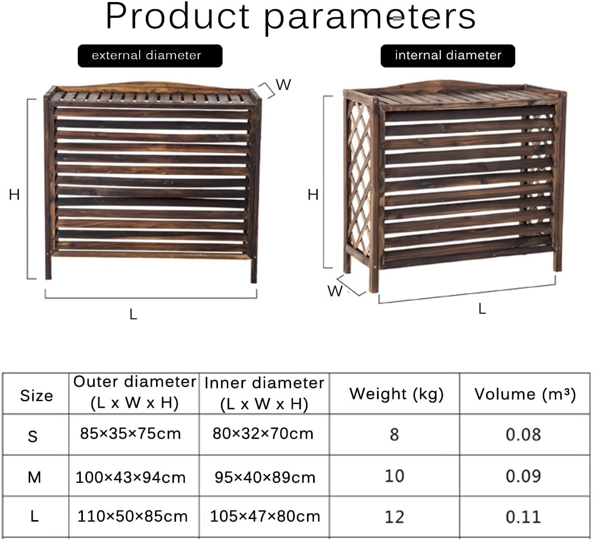  Étagère à Plantes De Balcon De Jardin Dissimulée Par Condenseur, Clôture De Climatiseur, Enceinte De Poubelle Extérieure, Couvercles De Climatiseur Pour Unités Extérieures, Grille En Bois Massif