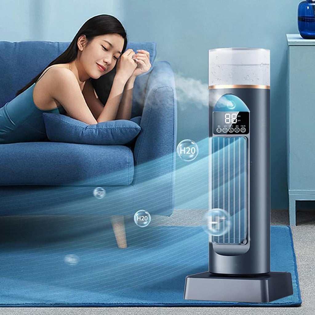 GENERIC Ventilateur D'air Froid | Ventilateur D'air Frais Pour Chambre à Coucher, Refroidisseur Oscillant Sans Pales à 6 Vitesses Avec Télécommande Et Réservoir D'eau, Humidificateur Pour Maison, Bureau