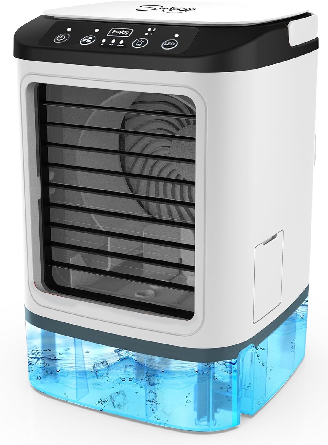  Climatiseurs Portables SMLEGFT Avec Grand Réservoir D'eau De 900 Ml Et Boîte à Glace, Double Pulvérisation Et Lumière 7 Couleurs, Mode Grossissement 3 Vitesses, Refroidisseur D'air
