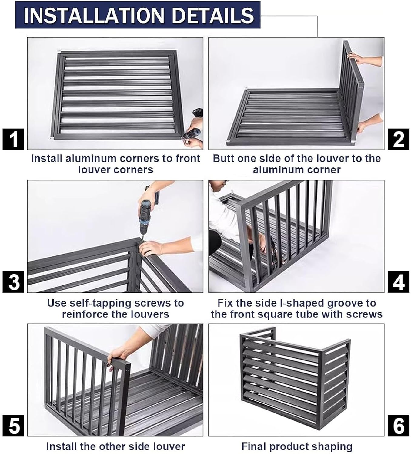  Cache Climatiseur Exterieur Aluminium, Cache Clim Pour L'extérieur, Antivol, Réduction Du Bruit, Tenir à L'écart Des Animaux Domestiques(White,110cm)