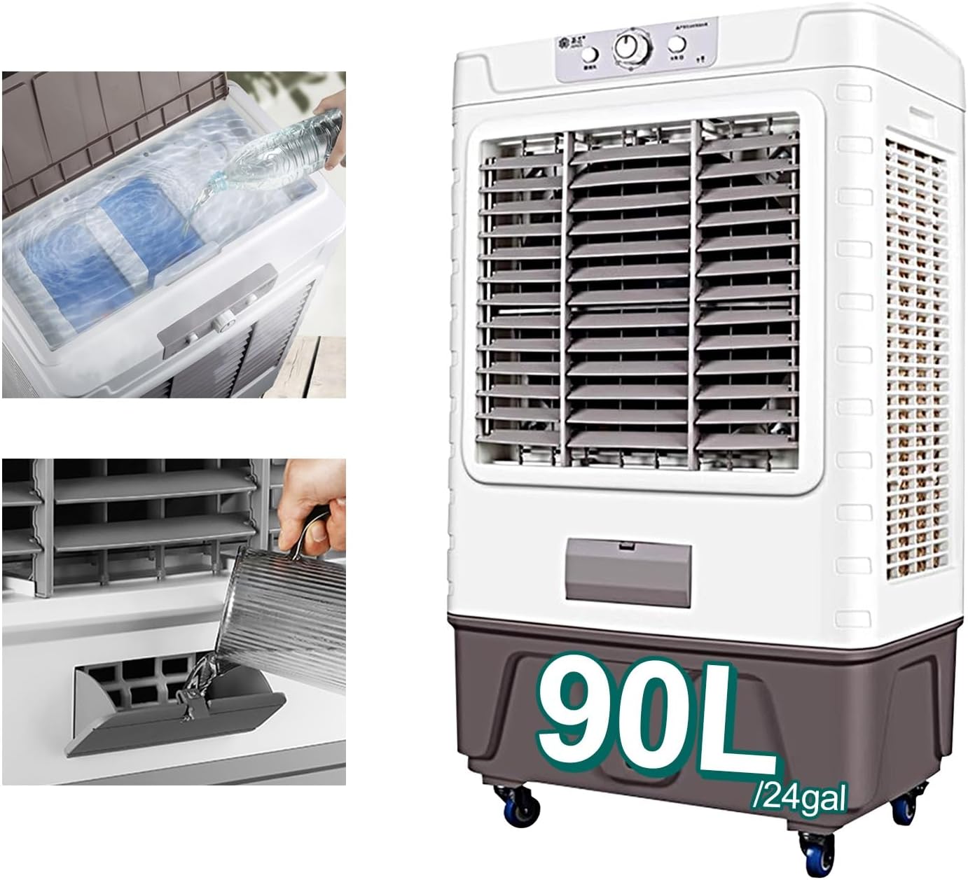  Générique Climatiseur Portable, Ventilateur Et Déshumidificateur 3 En 1, Réservoir D'eau De 30 L, 4 Roues, Pour La Maison Ou Le Bureau (Unique Couleur S)